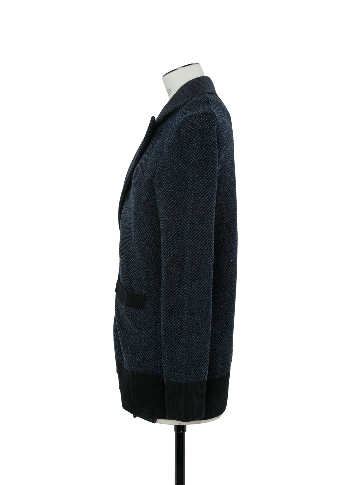 Double-Faced Herringbone x Wool Knit Cardigan