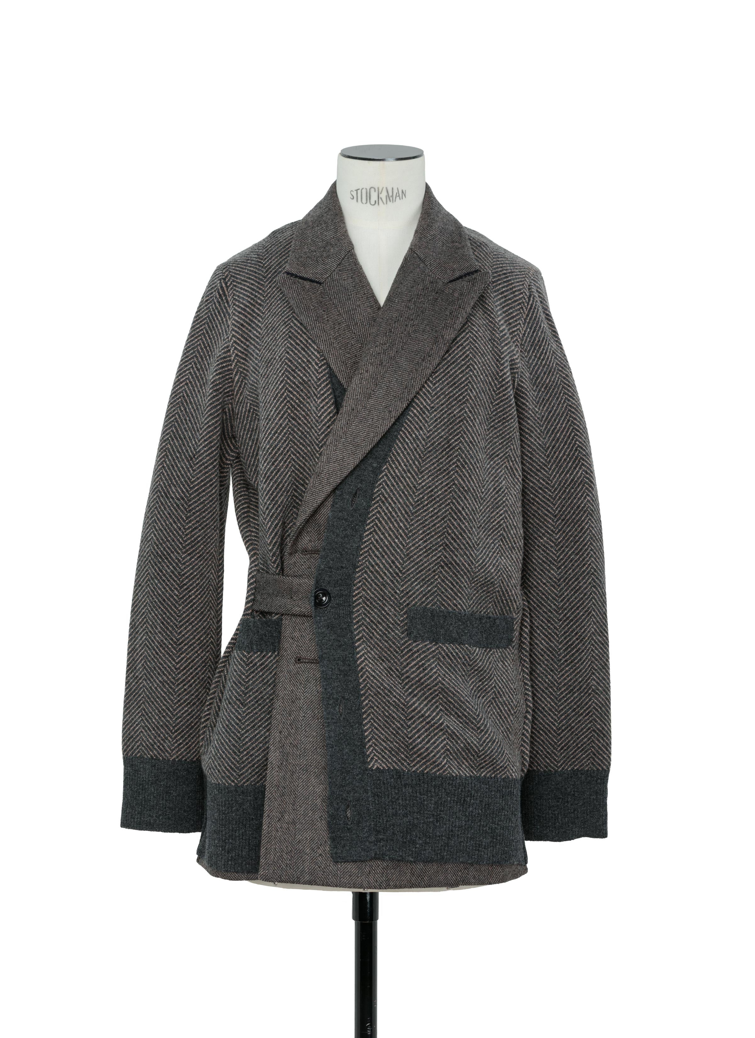 Double-Faced Herringbone x Wool Knit Cardigan | sacai Official