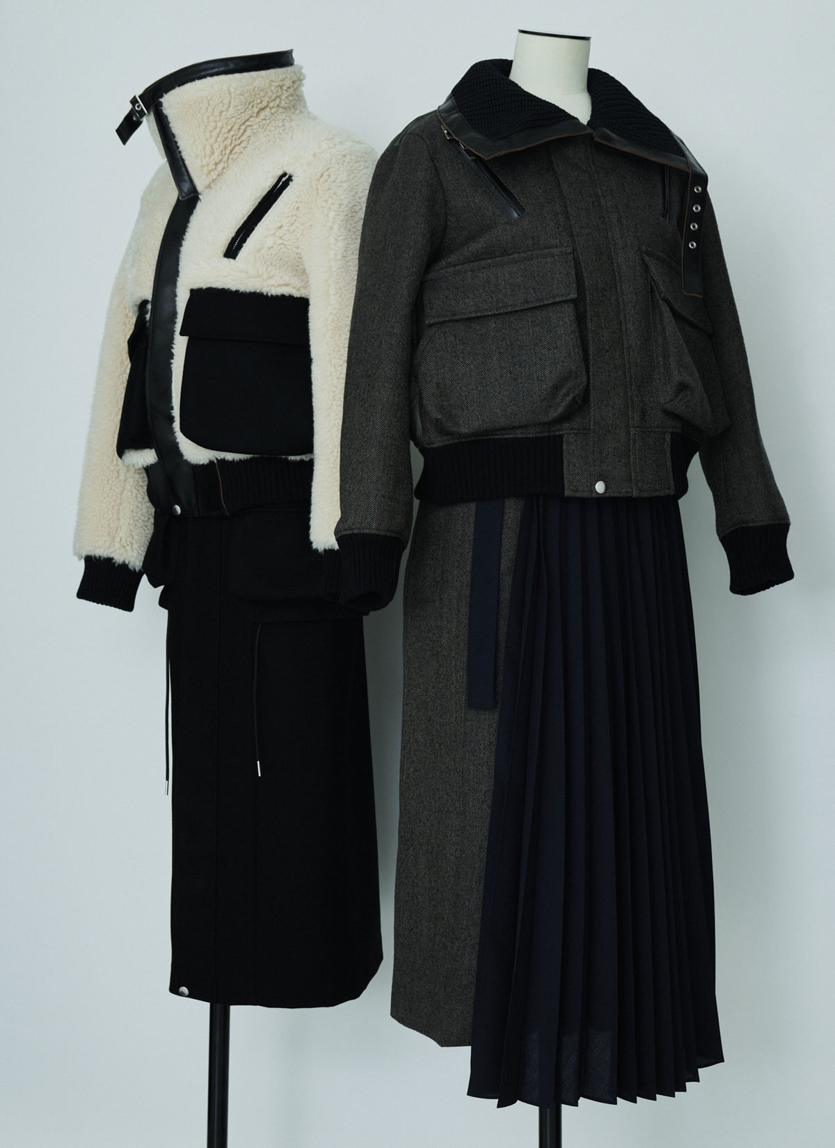 Double-Faced Herringbone Puffer Blouson