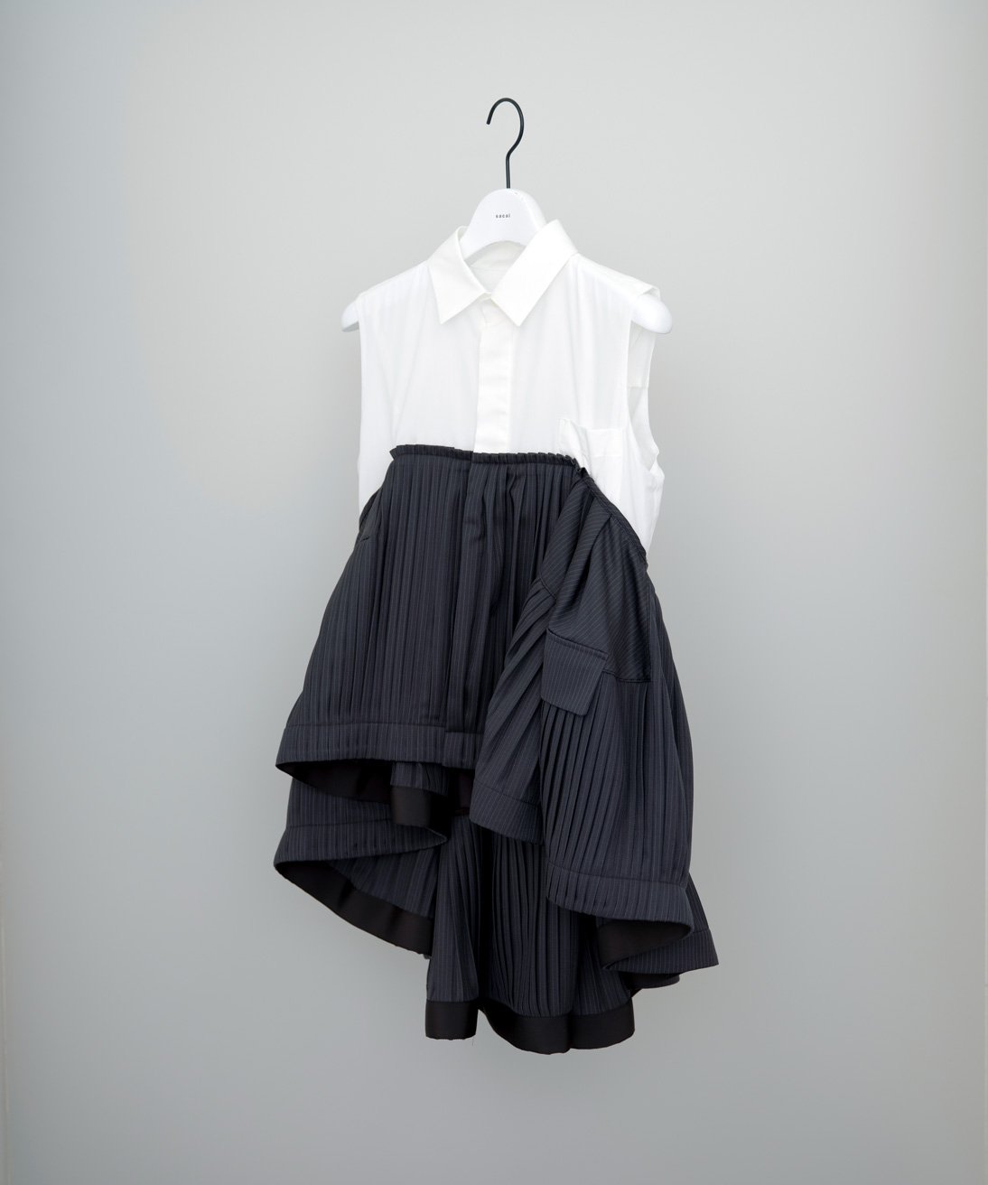 美品 sacai スカーフドッキング ドット ノースリーブワンピース シアー  