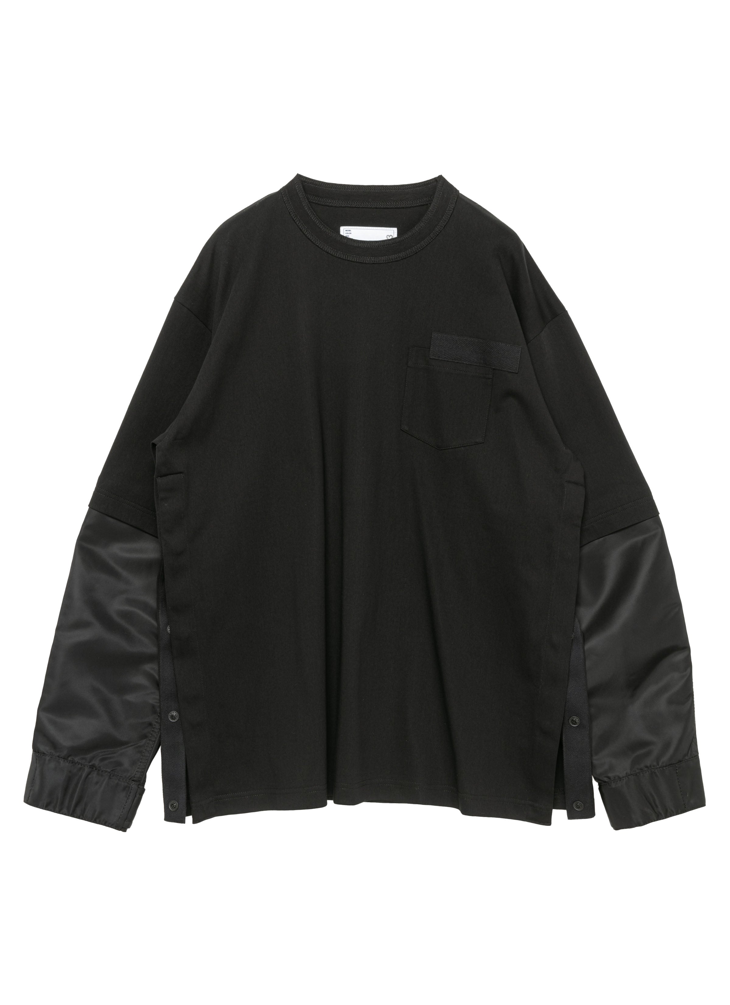 nylon-twill-x-cotton-jersey-l/s-t-shirt