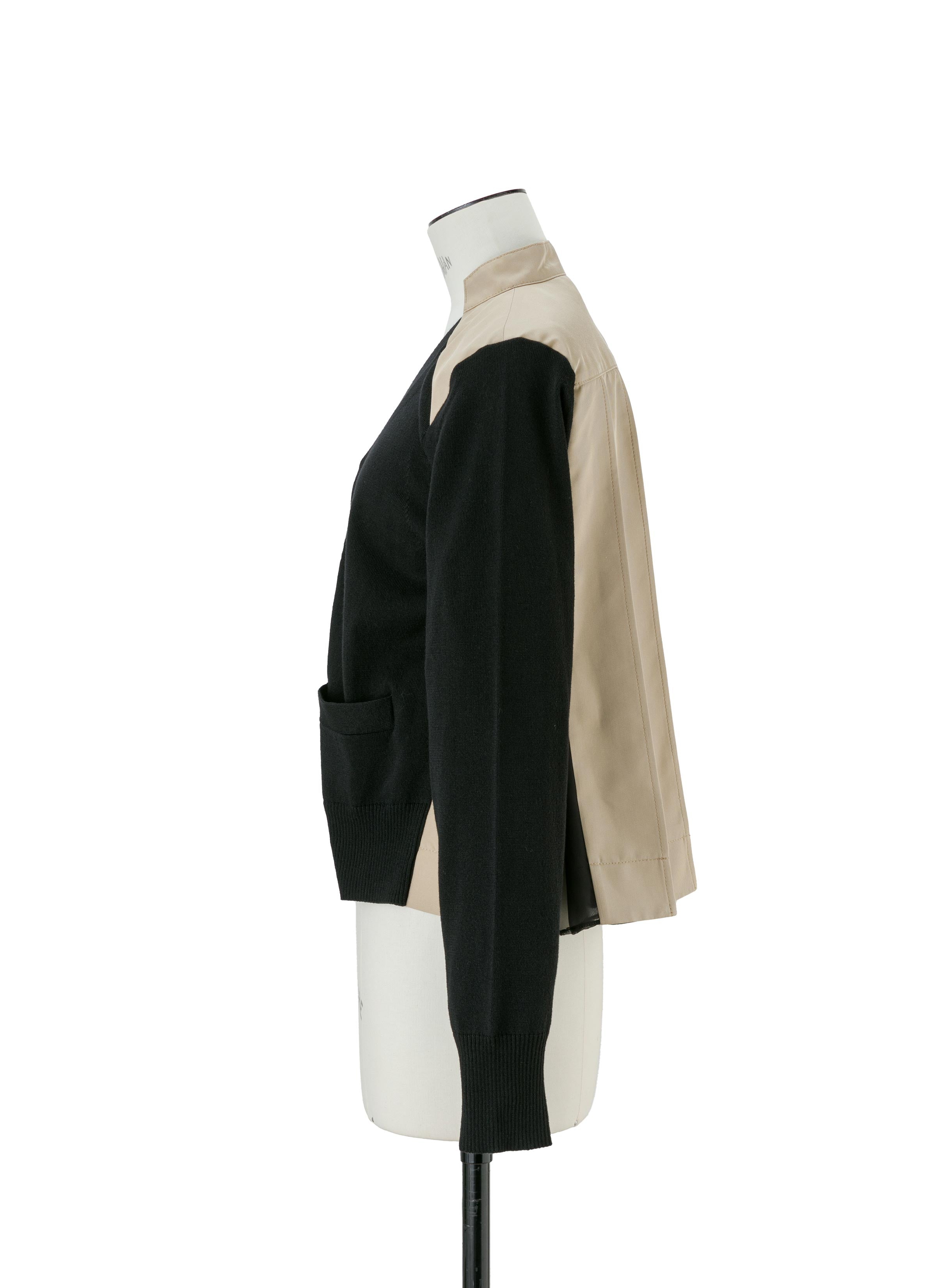 Cotton Gabardine x Knit Cardigan