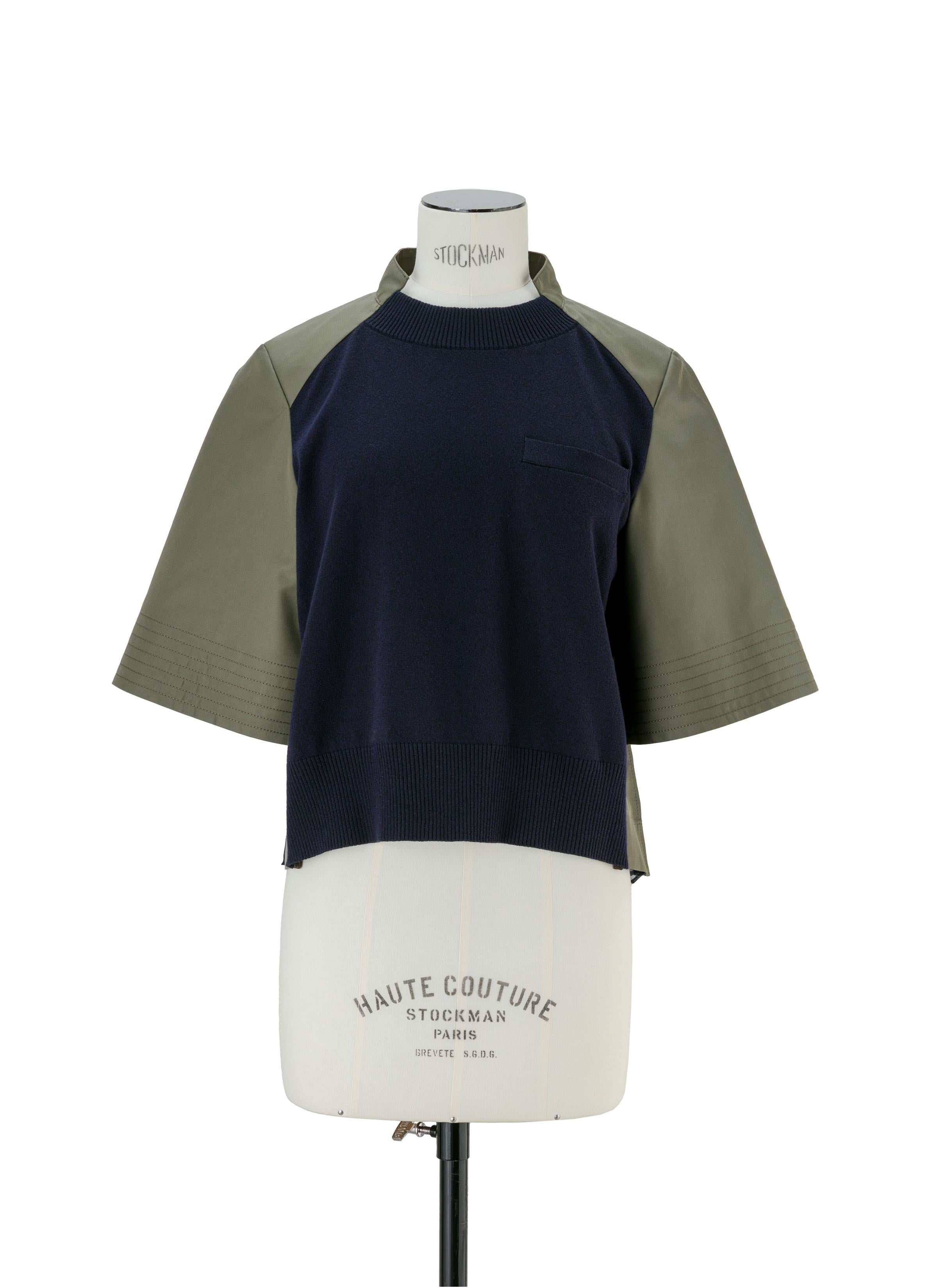 Cotton Gabardine x Knit Pullover