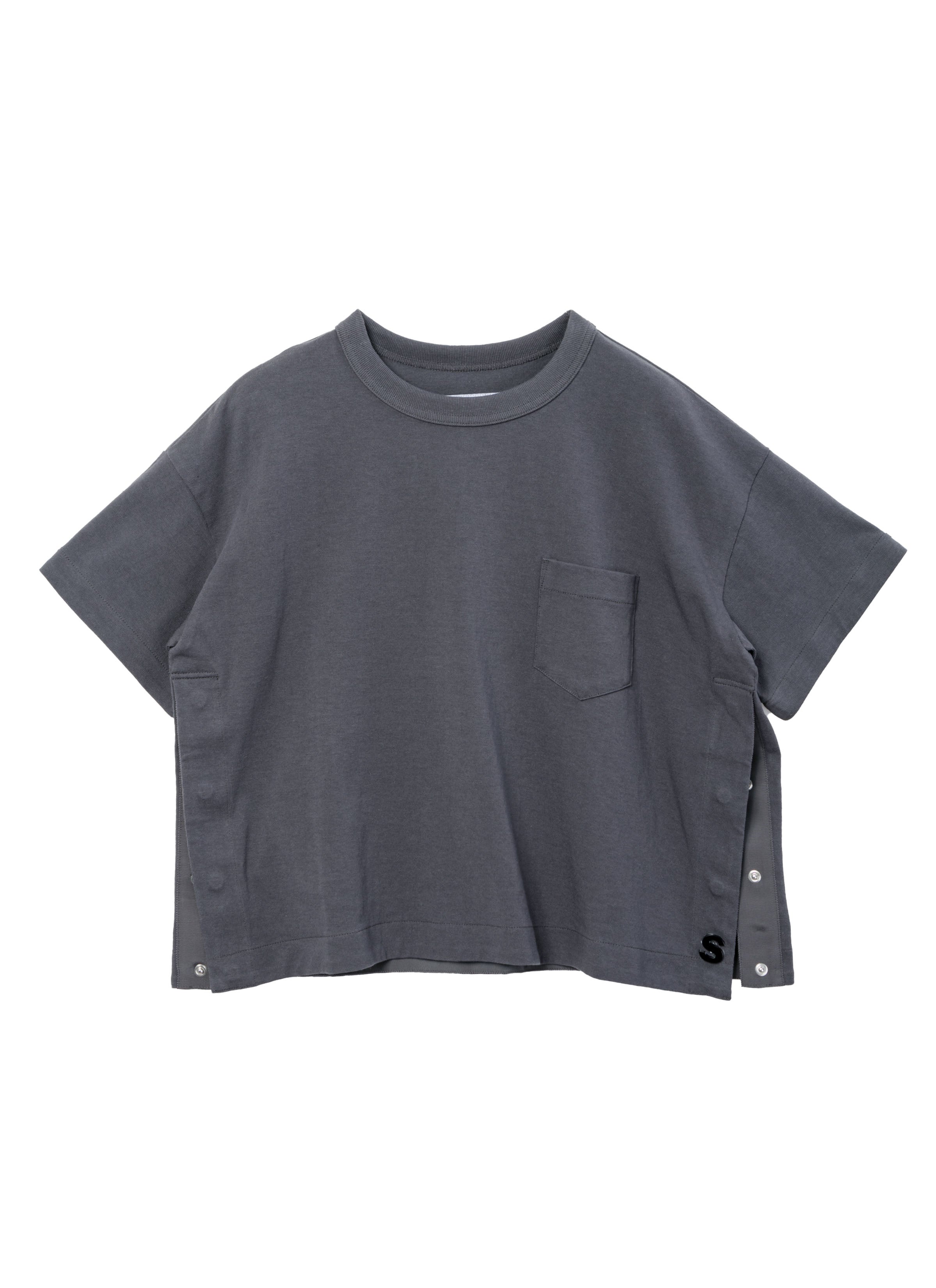 sacai / サカイ | 2024SS | s Cotton Jersey T-Shirt コットン サイドボタン Tシャツ | 1 | チャコールグレー | レディース sacai - sacai / サカイ | 2024SS | s Cotton Jersey T-Shirt コットン